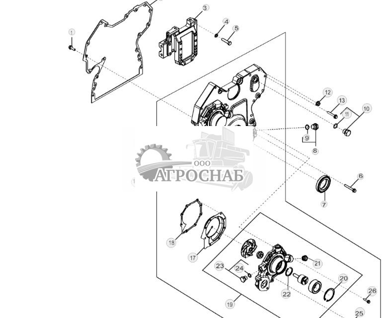 4454 Крышка распределительных шестерен и водяной насос - ST752437 236.jpg